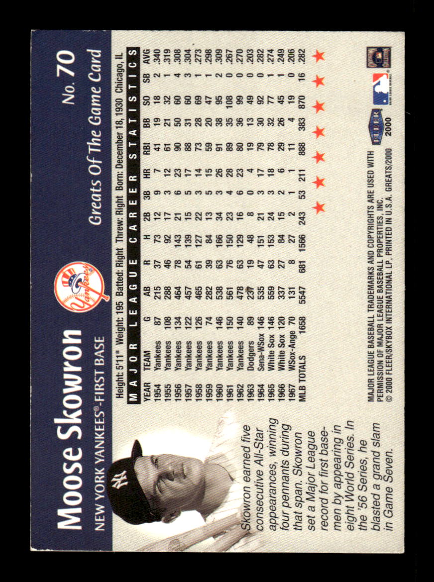 2000 Fleer Greats of the Game #70 Bill Skowron HOF-10005121