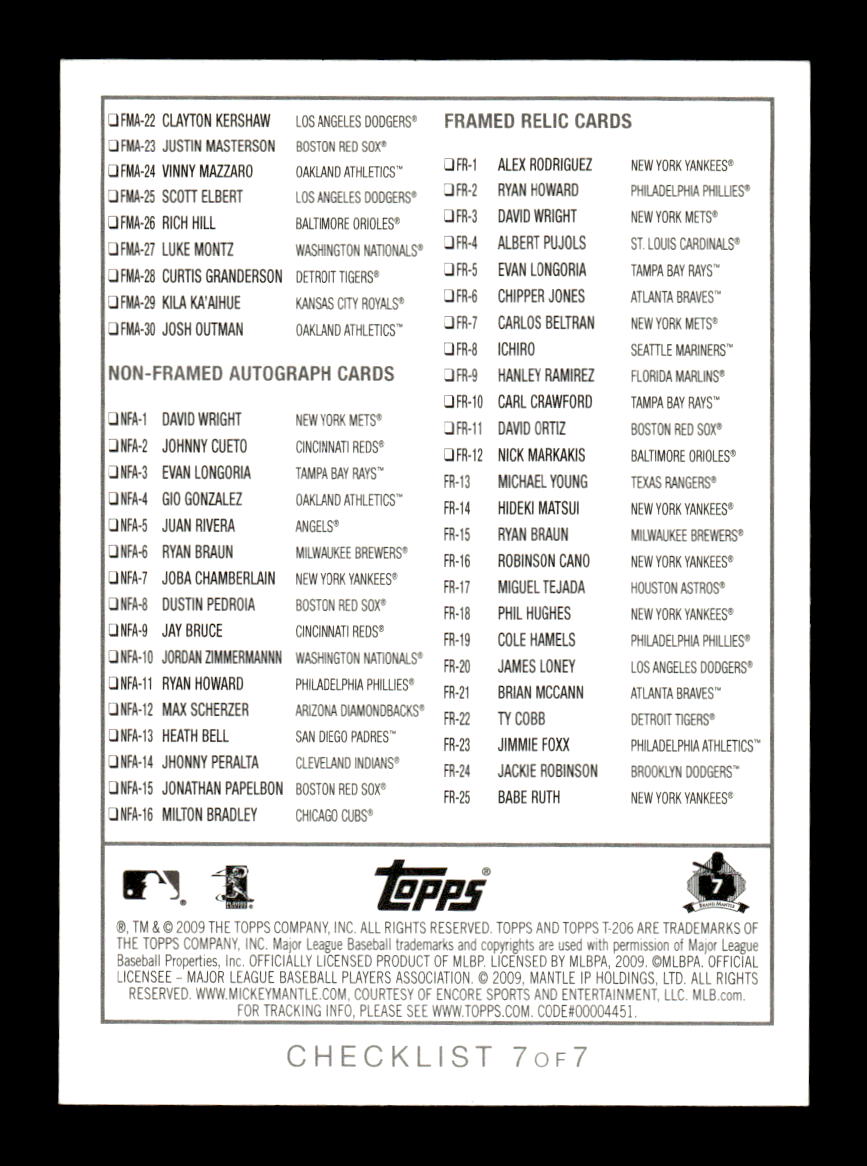 2009 Topps 206 #7 Mickey Mantle HOF-10005130