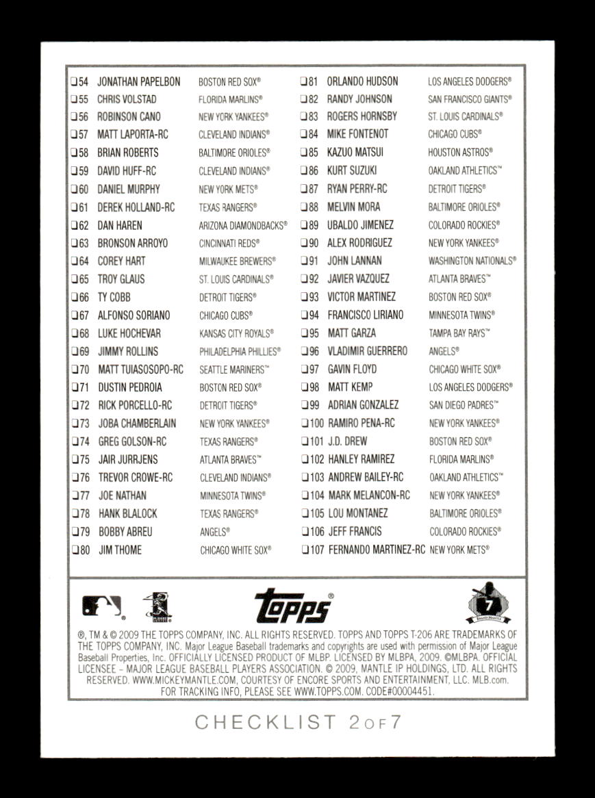 2009 Topps 206 #2 Mickey Mantle HOF-10005132