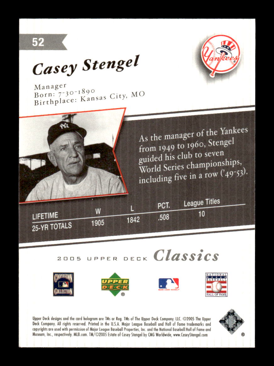 2005 Upper Deck Classics #52 Casey Stengel HOF-10005135