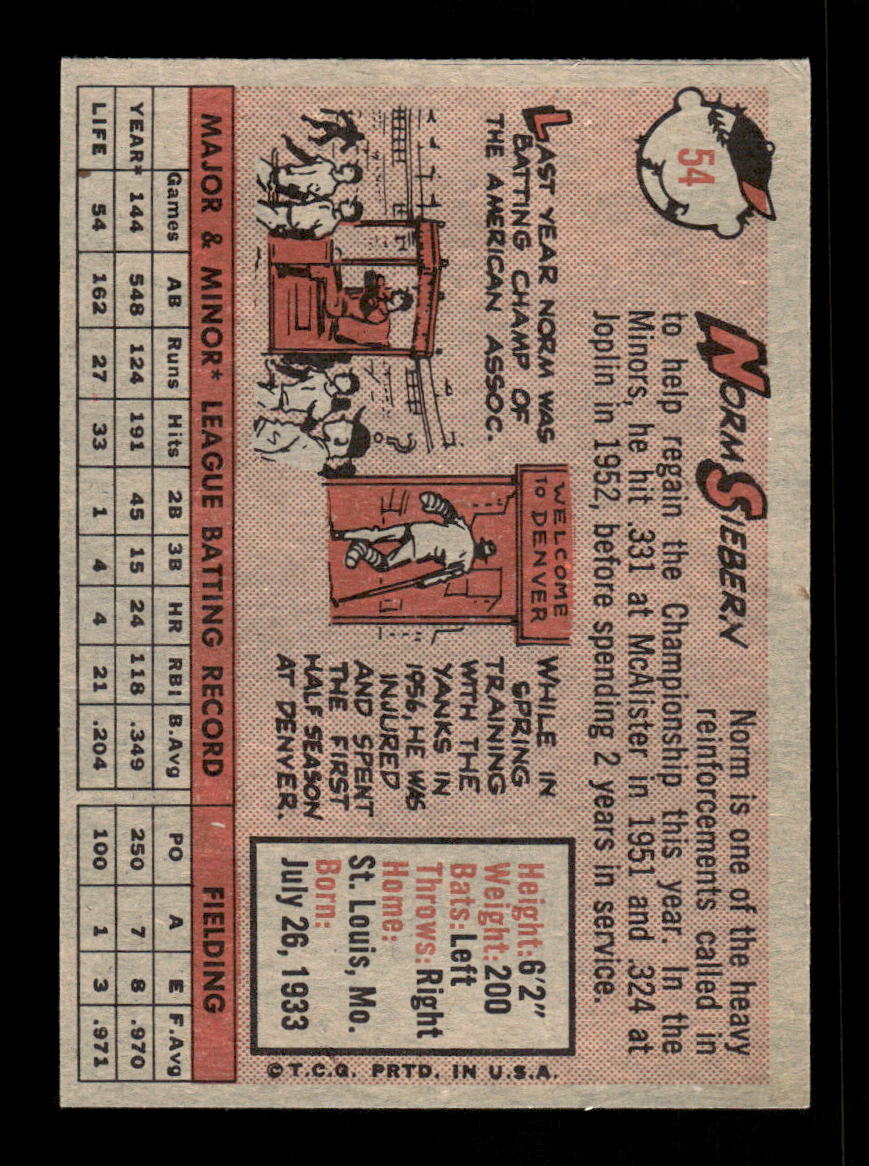 1958 Topps #54 Norm Siebern Excellent HOF-10005146