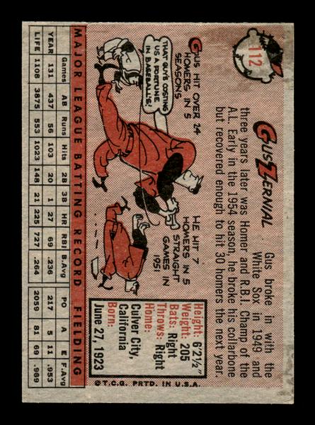 1958 Topps #112 Gus Zernial Excellent HOF-10005152
