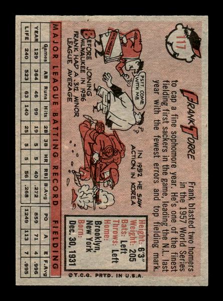 1958 Topps #117 Frank Torre Excellent HOF-10005155