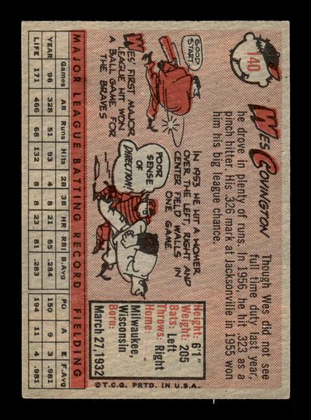 1958 Topps #140 Wes Covington Excellent HOF-10005180