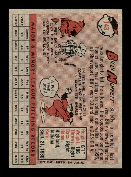 1958 Topps #143 Billy Muffett Excellent HOF-10005182