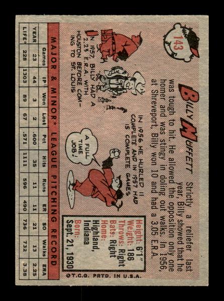 1958 Topps #143 Billy Muffett Excellent HOF-10005183