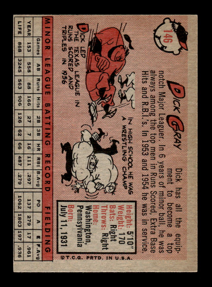 1958 Topps #146 Dick Gray Excellent HOF-10005187