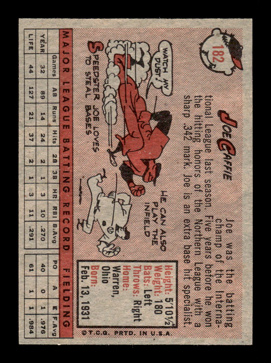 1958 Topps #182 Joe Caffie Excellent HOF-10005226