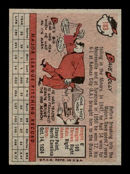 1958 Topps #183 Dave Jolly Excellent HOF-10005228