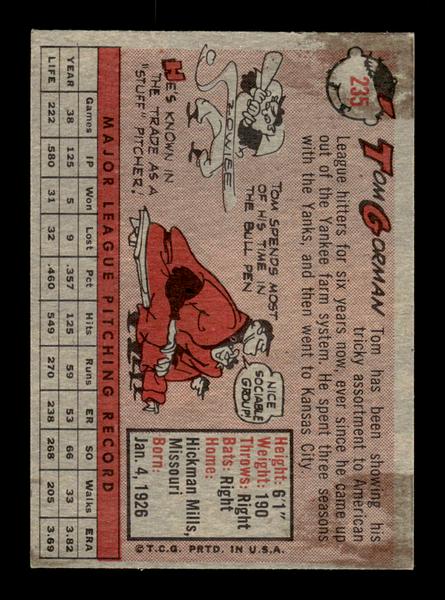 1958 Topps #235 Tom Gorman Excellent HOF-10005263