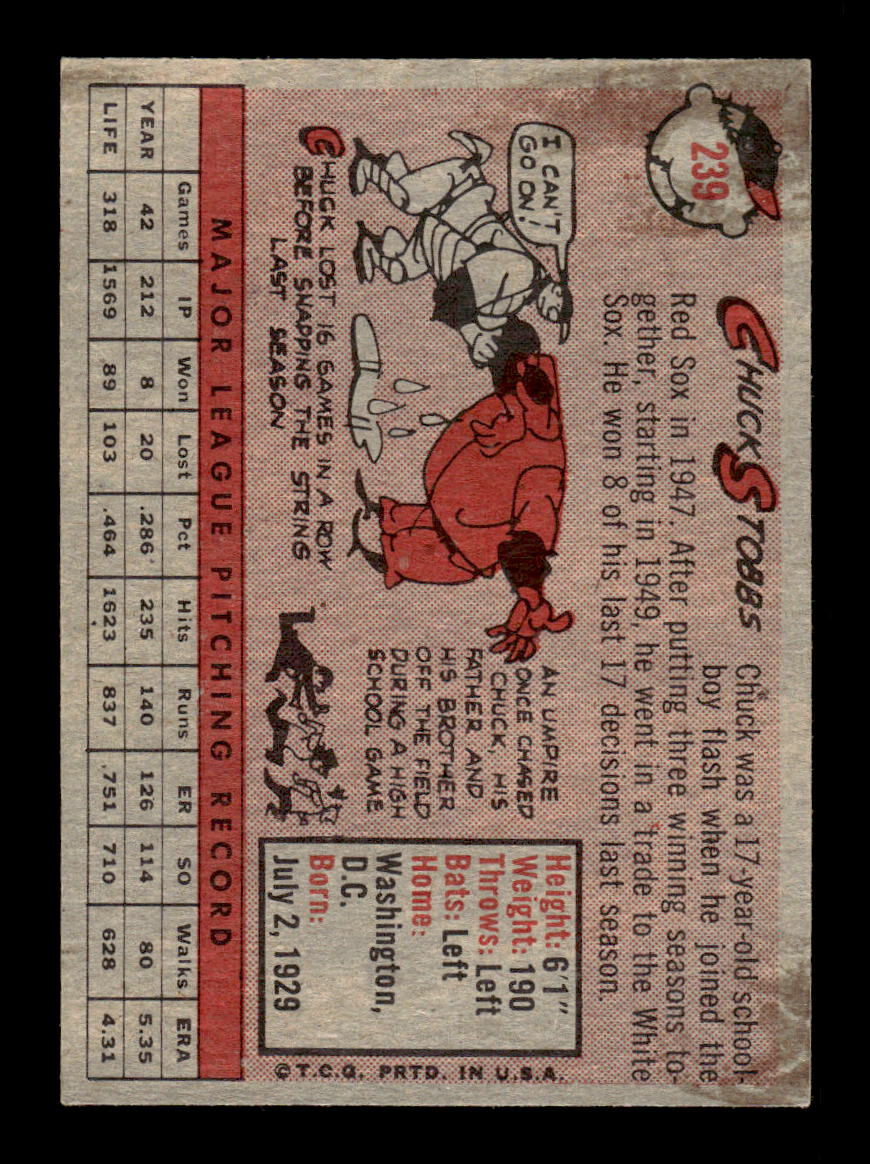 1958 Topps #239 Chuck Stobbs Excellent HOF-10005265