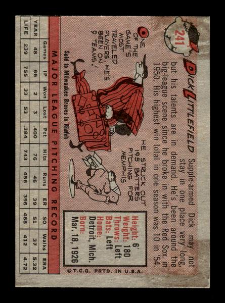 1958 Topps #241 Dick Littlefield Excellent HOF-10005267