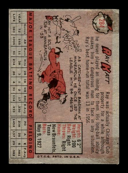 1958 Topps #284 Ray Katt Excellent HOF-10005293