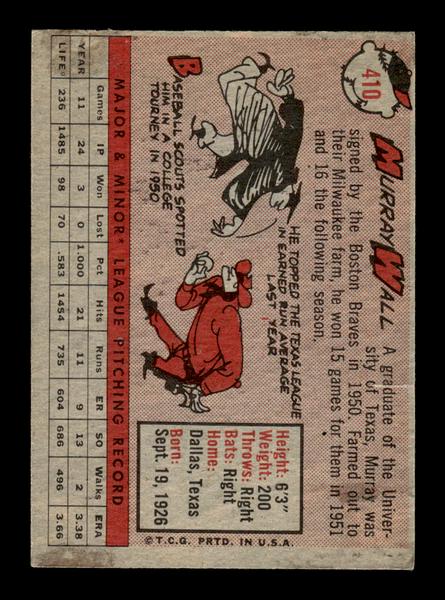 1958 Topps #410 Murray Wall Excellent HOF-10005299