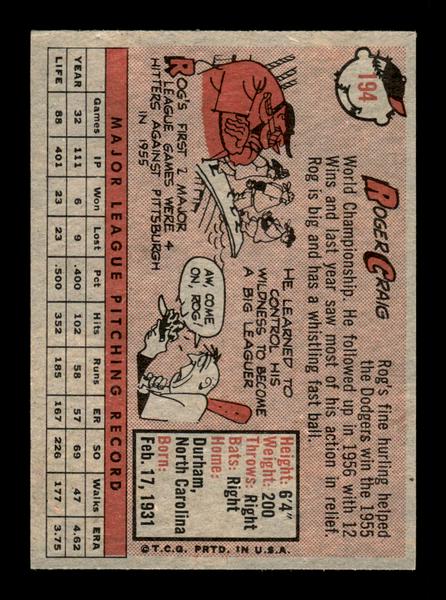 1958 Topps #194 Roger Craig Excellent HOF-10005452
