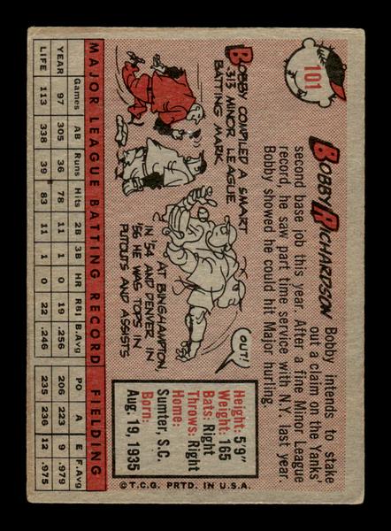 1958 Topps #101a Bobby Richardson Very Good HOF-10005463