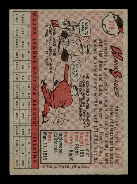 1958 Topps #378 Hank Sauer Very Good HOF-10005468