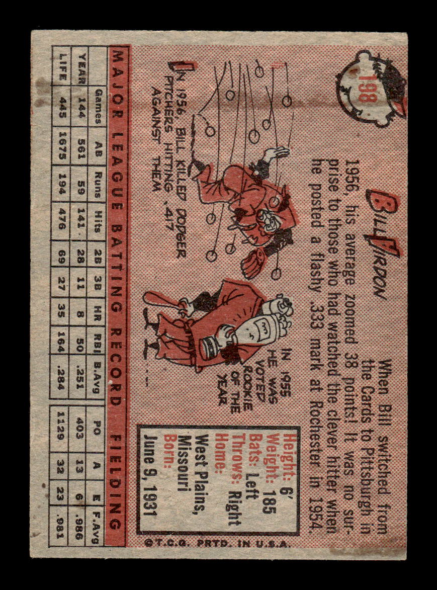 1958 Topps #198 Bill Virdon Very Good HOF-10005475