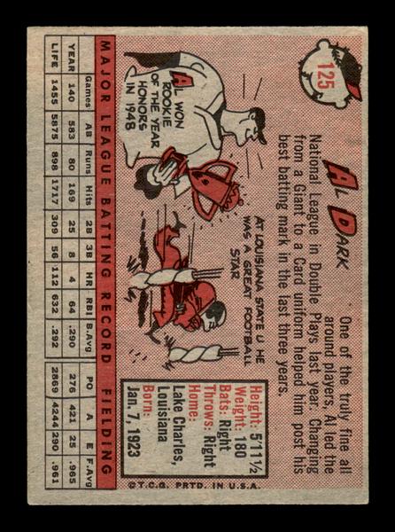 1958 Topps #125 Al Dark Very Good HOF-10005485