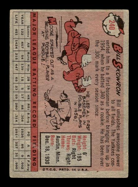 1958 Topps #240 Moose Skowron Very Good HOF-10005487