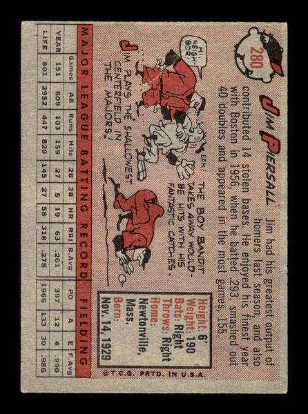 1958 Topps #280 Jim Piersall Very Good HOF-10005488