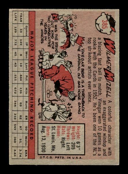 1958 Topps #385 Wilmer Mizell Excellent HOF-10005489
