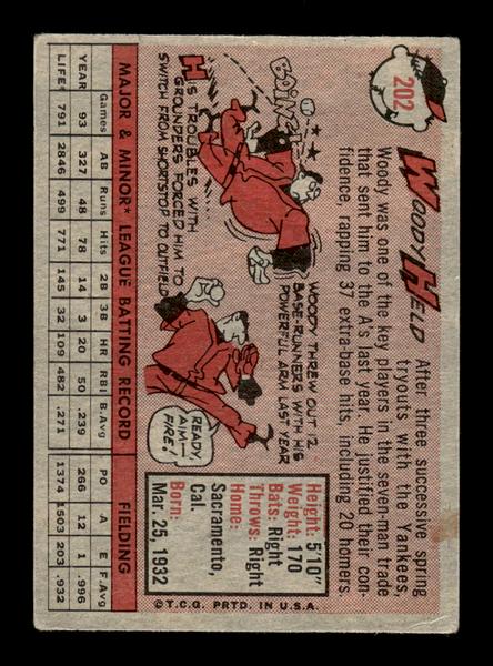1958 Topps #202 Woodie Held Very Good HOF-10005498