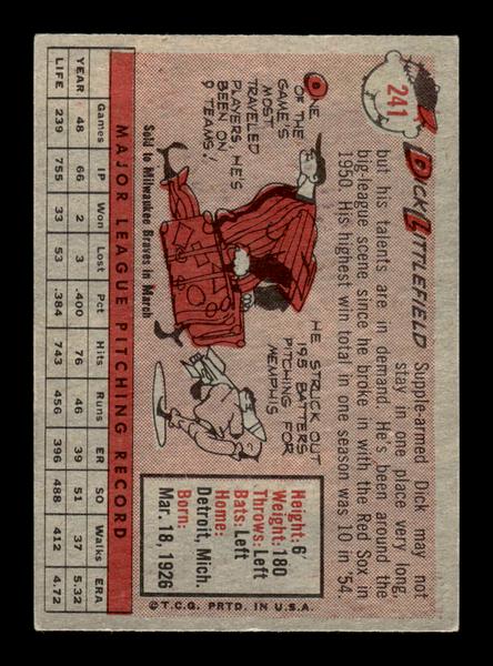 1958 Topps #241 Dick Littlefield Excellent HOF-10005500