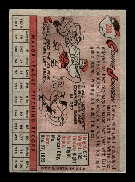 1958 Topps #266 Connie Johnson Very Good HOF-10005505