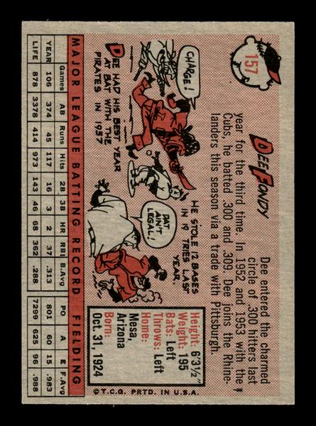 1958 Topps #157 Dee Fondy Very Good HOF-10005507