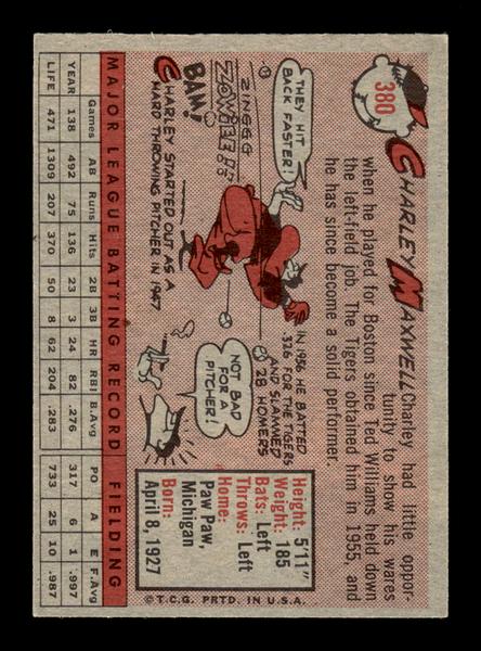 1958 Topps #380 Charley Maxwell Very Good HOF-10005512