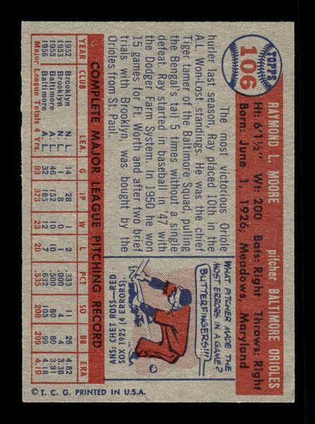 1957 Topps #106 Ray Moore Baltimore Orioles EX HOF-10005533