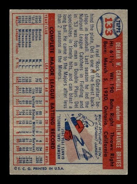 1957 Topps #133 Del Crandall Milwaukee Braves EX HOF-10005561