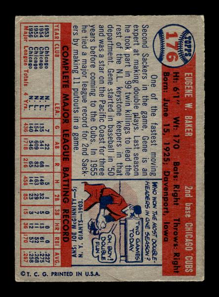 1957 Topps #176 Gene Baker Chicago Cubs EX HOF-10005601