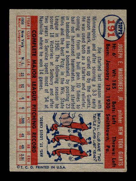 1957 Topps #191 Joe Margoneri New York Giants EX HOF-10005614