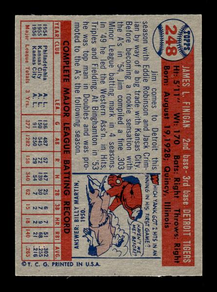 1957 Topps #248 Jim Finigan Detroit Tigers EX HOF-10005649
