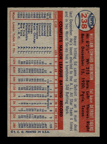 1957 Topps #238 Eddie Robinson Detroit Tigers EX HOF-10005656