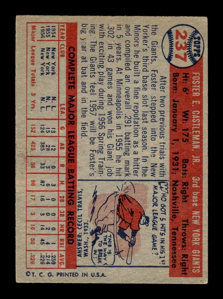 1957 Topps #237 Foster Castleman New York Giants EX HOF-10005657