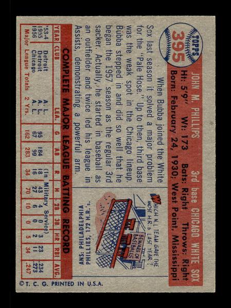 1957 Topps #395 Bubba Phillips Chicago White Sox EX HOF-10005704