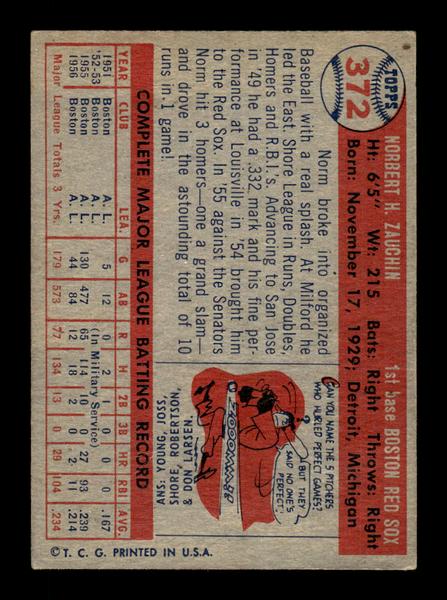 1957 Topps #372 Norm Zauchin Boston Red Sox EX HOF-10005743