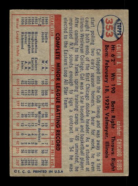 1957 Topps #353 Cal Neeman Chicago Cubs EX HOF-10005776