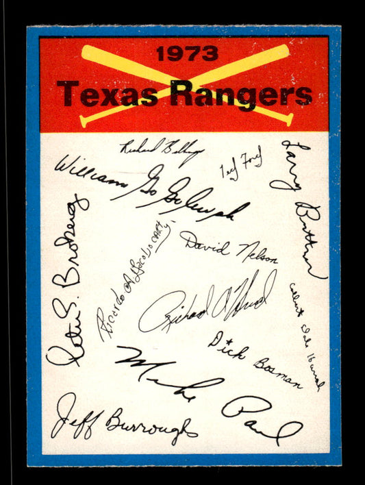 1973 O-Pee-Chee #NNO Texas Rangers Blue-Team-Checklists Excellent HOF-10005806