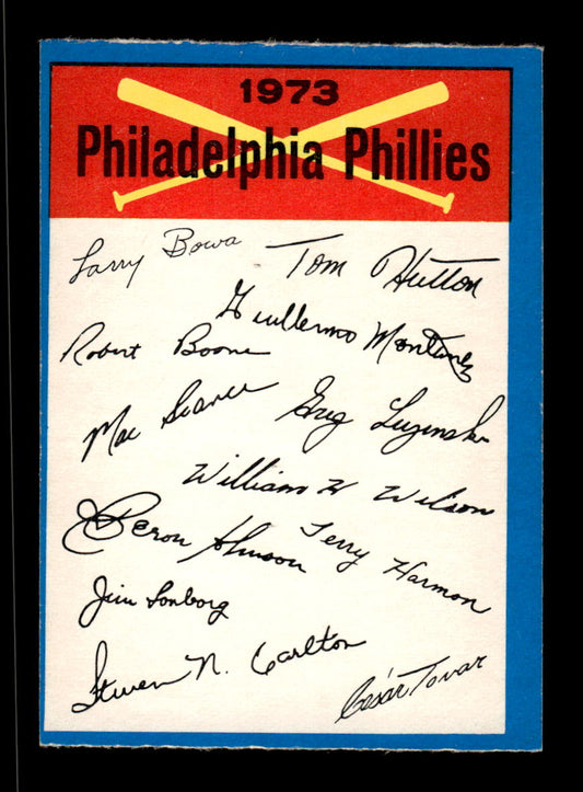 1973 O-Pee-Chee Philadelphia Phillies Blue-Team-Checklists EX HOF-10005807