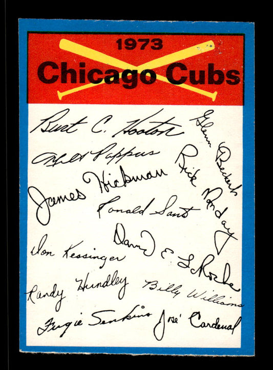 1973 O-Pee-Chee #NNO Chicago Cubs Blue-Team-Checklists Excellent HOF-10005820