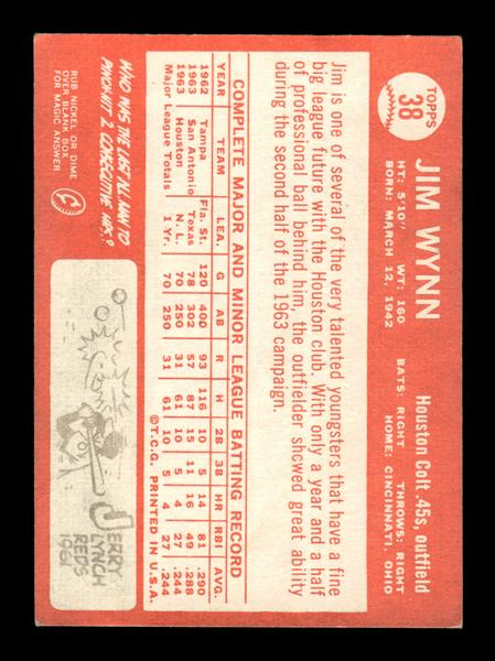 1964 Topps #38 Jim Wynn Houston Colt .45s EX HOF-10005834