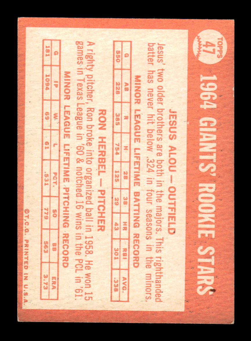 1964 Topps #47 Giants 1964 Rookie Stars EX HOF-10005841
