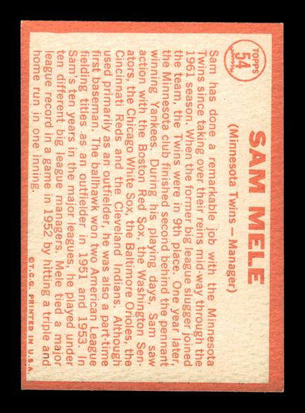 1964 Topps #54 Sam Mele Minnesota Twins EX HOF-10005846