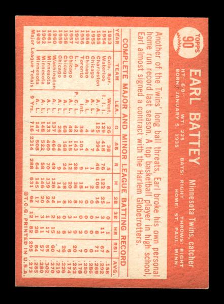 1964 Topps #90 Earl Battey Minnesota Twins EX HOF-10005874