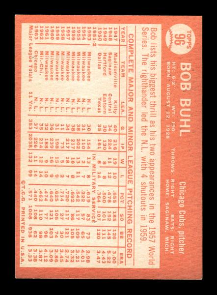 1964 Topps #96 Bob Buhl Chicago Cubs EX HOF-10005879