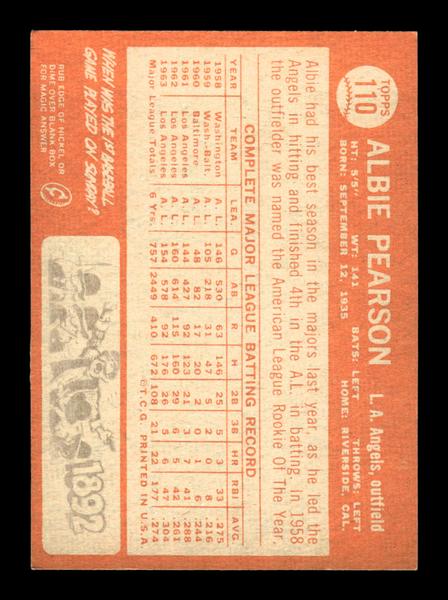 1964 Topps #110 Albie Pearson Los Angeles Angels EX HOF-10005885